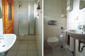 Gartenhaus 1. Etage 2 Fotos von Dusche und WC